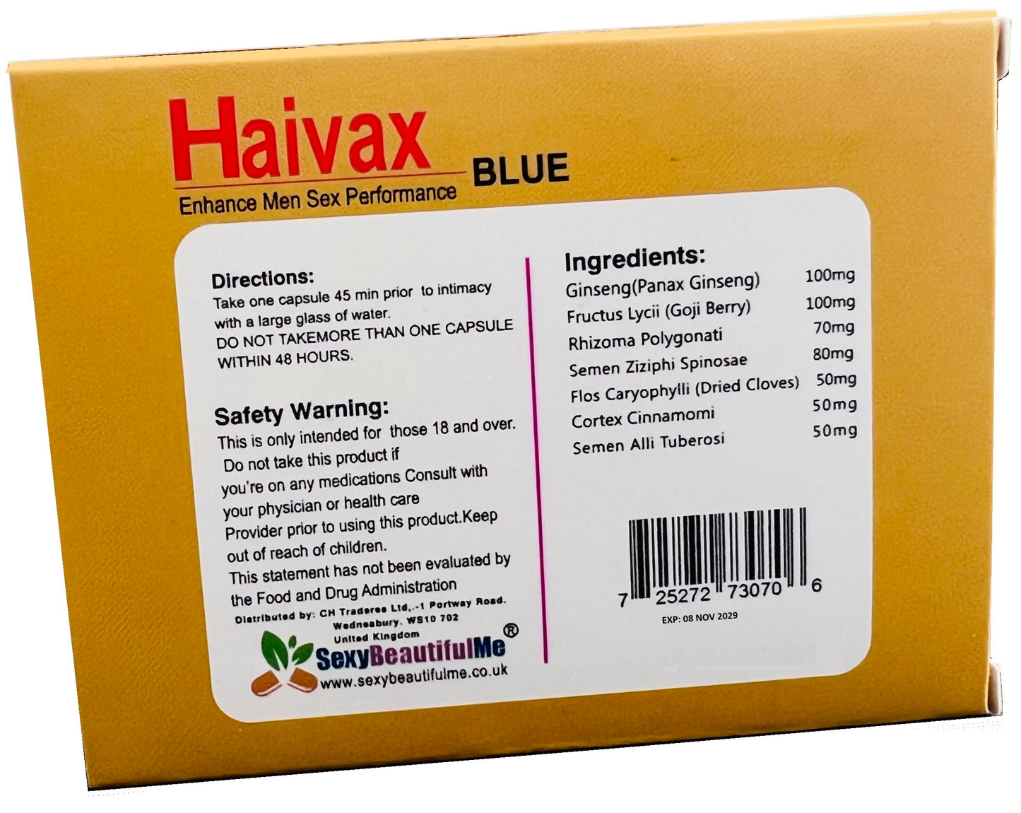 2BOXES OF ” HAIVAX ” SEX CAPSULES / SEX PILLS FOR MEN-HARDER, BIGGER&LONGER PLEASURE(20 CAPSULES)