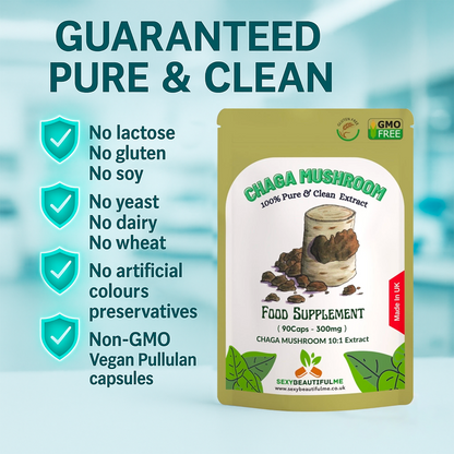 Chaga Mushroom Extract Capsules 3000 mg – 200 mg Polysaccharides – Strong Vegan