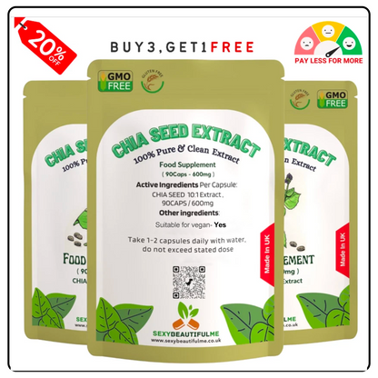 Chia Seed Extract Capsules, 6000mg per Cap, Cholesterol Health & Weight Control