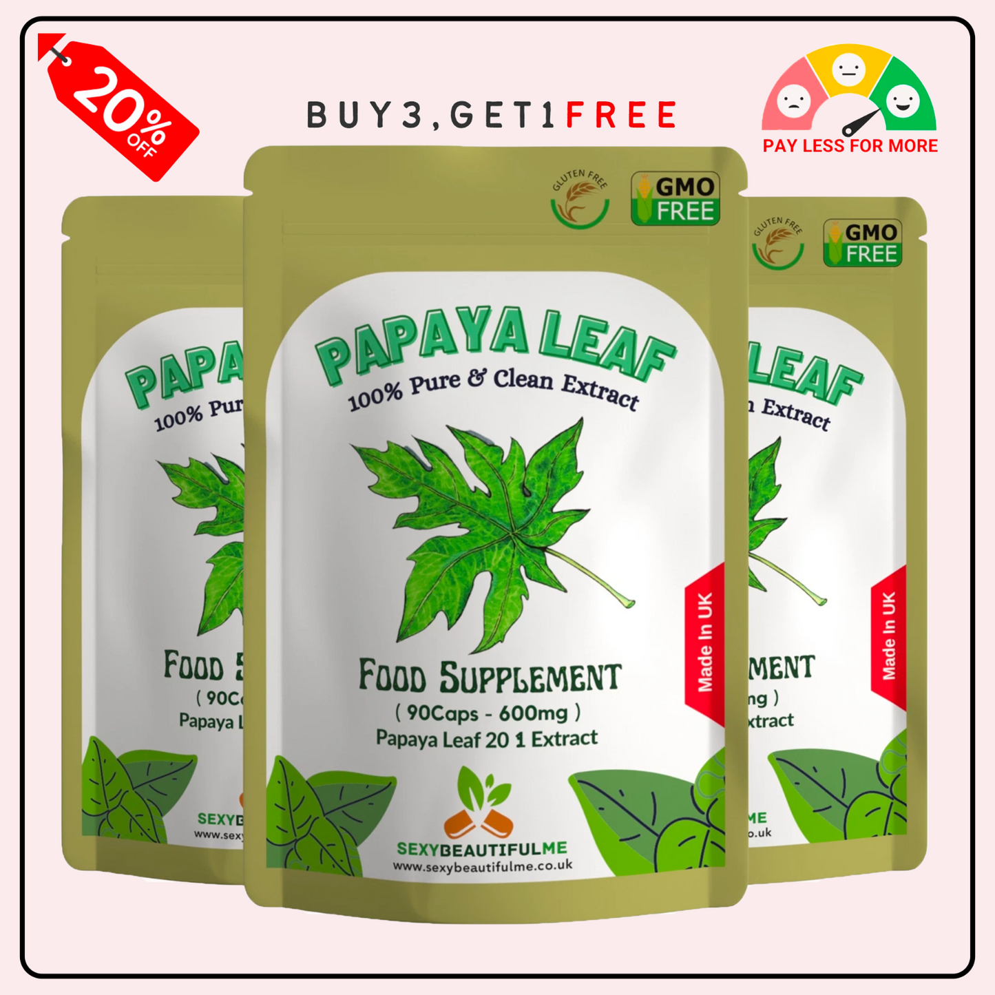 Papaya Leaf Extract Capsules 12000mg-Blood health & Blood Sugar Health-Veg Caps