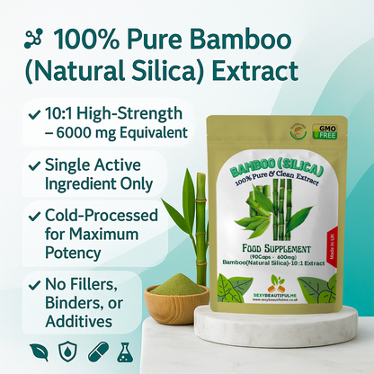 Natural Silica 6000mg Capsules-Natural Bamboo Extract- Hair, Nails, Skin Health
