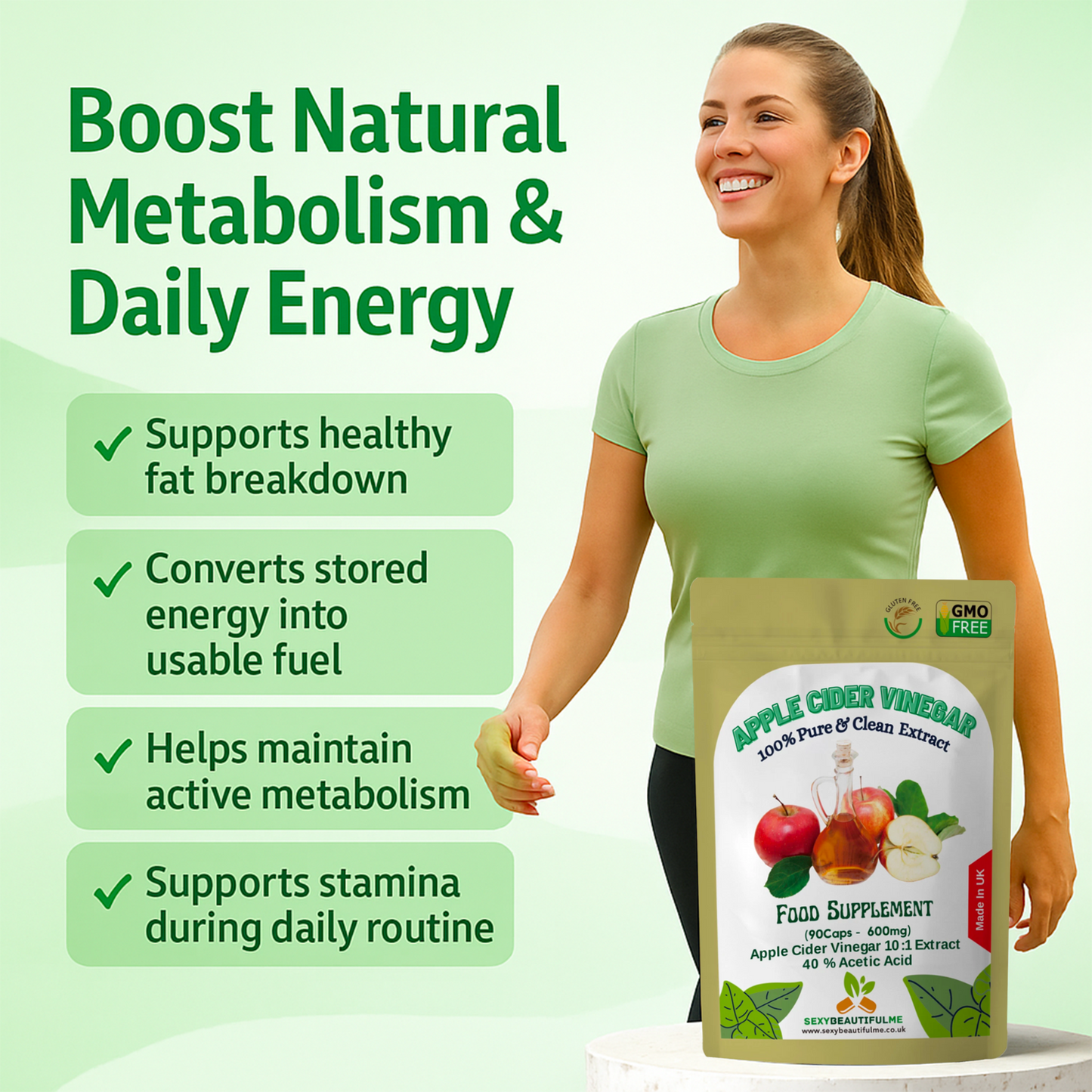 Apple Cider Vinegar 6000mg Capsules–High Strength Weight Loss & Fat Burner-Vegan