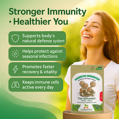 Agaricus Mushroom Extract Capsules 5000mg-40% Polysaccharides-Support Immunity