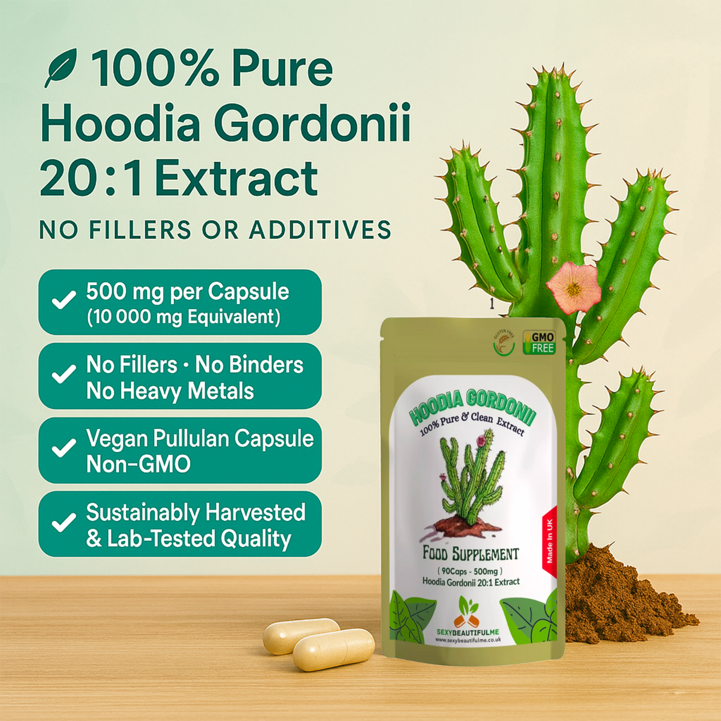 Hoodia Gordonii Extract Capsules 10000mg  Weight Loss  & Appetite Suppressor