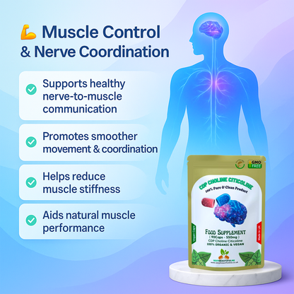 CDP Choline Citicoline 550mg Capsules | Natural Vegan Supplement | High Quality
