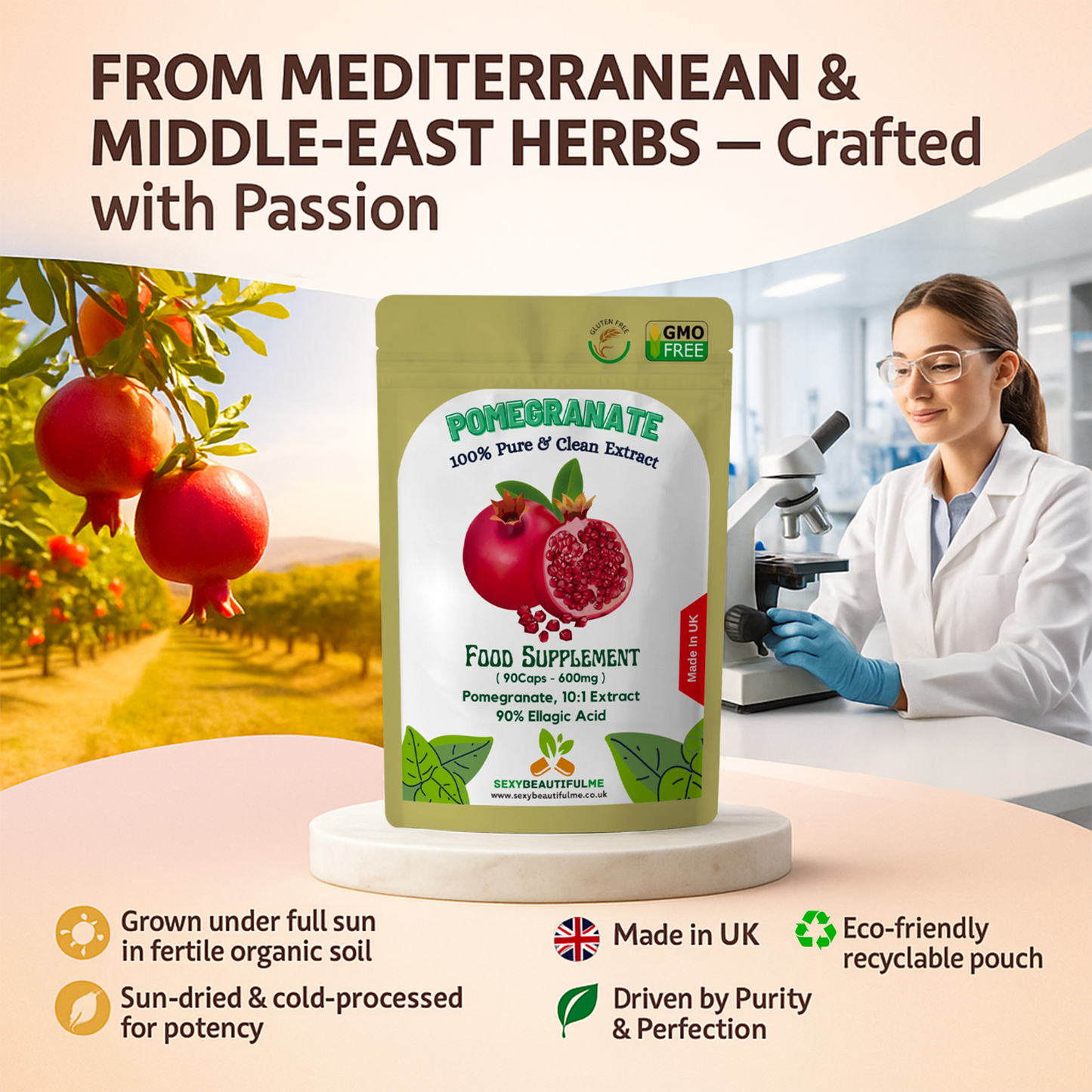 Pomegranate Seed Extract Capsule-6000mg 90% Ellagic Acid-100% Natural & Strong
