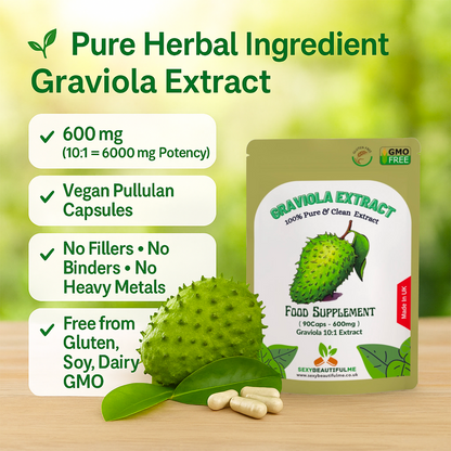 Graviola ( Soursop ) Fruit-6000mg Capsules, 10:1 Ex, Antioxidants, Liver Support