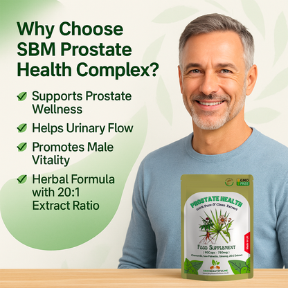 Prostate Health Complex Capsules 15000mg–Saw Palmetto, Ginseng & Chamomile–Vegan