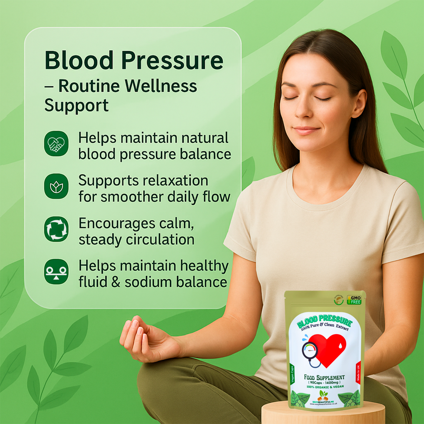 Healthy Blood Pressure Caps 1400mg-100%Vegan-Healthy Blood Pressure Support