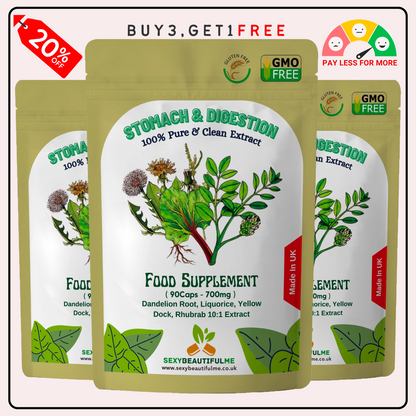 Gut &Digestive Support Capsules 7000mg–Dandelion, Licorice, Yellow Dock, Rhubarb