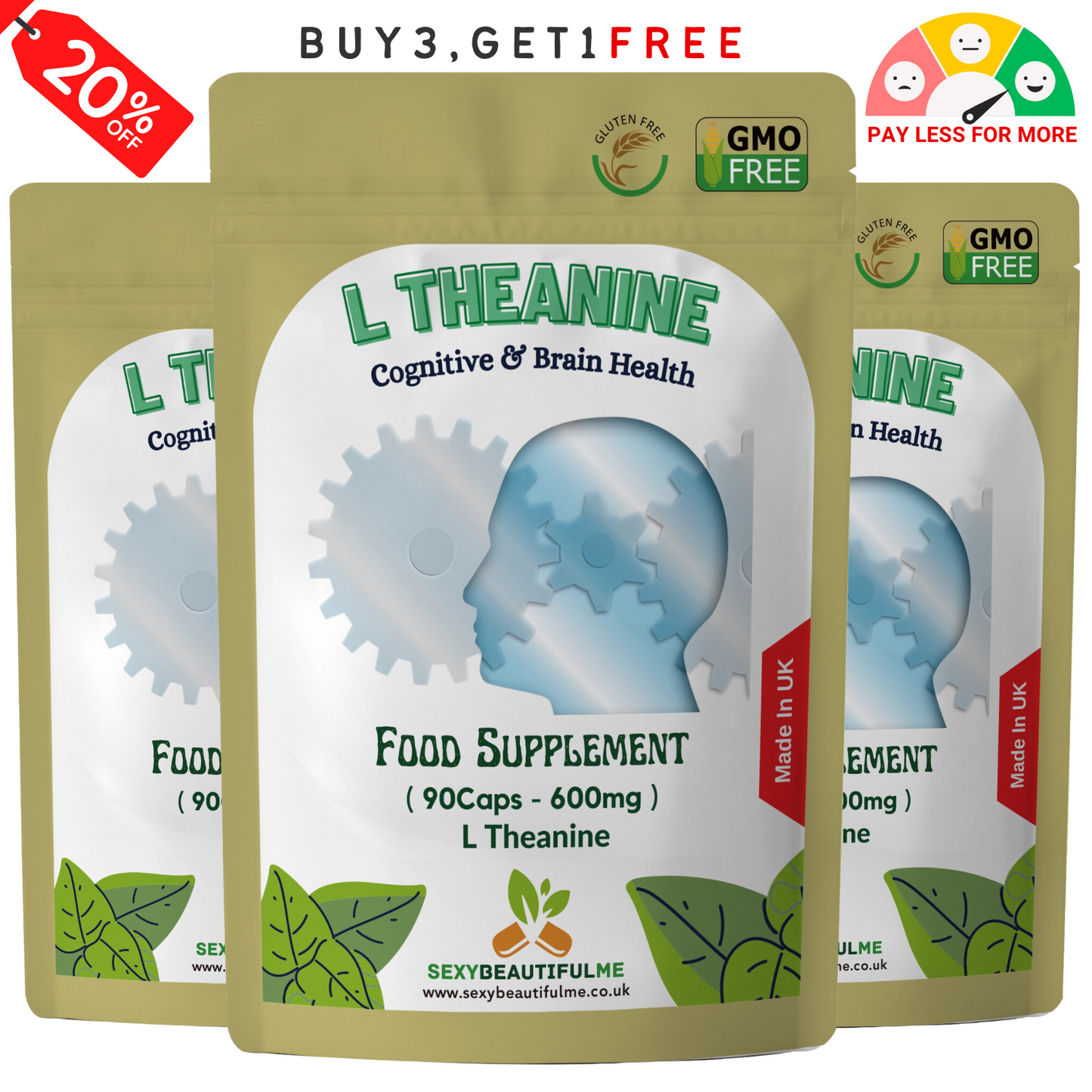 L-Theanine 600mg Capsules–Relaxation, Focus & Stress Support–Cognitive & Memory