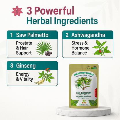 MEN SUPPORT COMPLEX Capsules-7000mg-Saw Plamento,Ashwaganda,Ginseng-10:1 Extract