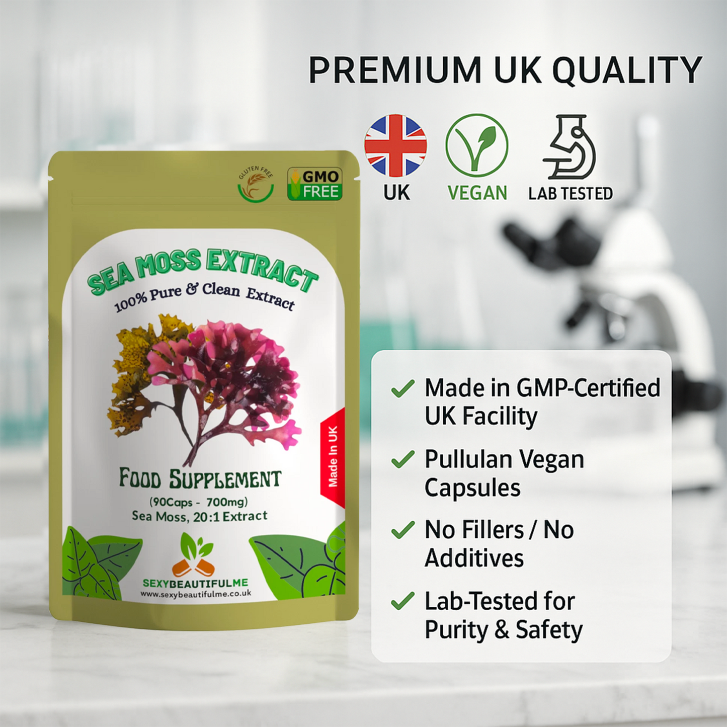 Sea Moss Capsules 14000mg , 100% Clean & Natural Vegan Capsules Genuine Sea Moss