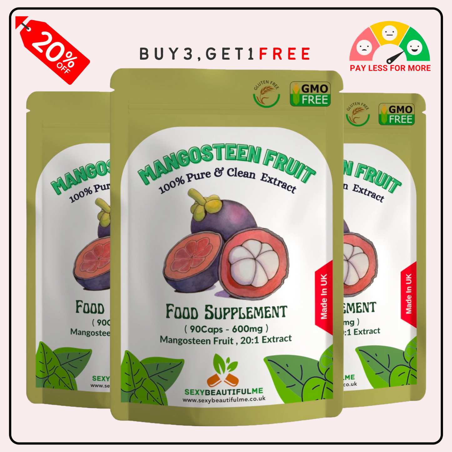 Mangosteen Fruit Capsules 12000mg, Weight Control, 100% Natural & Strong