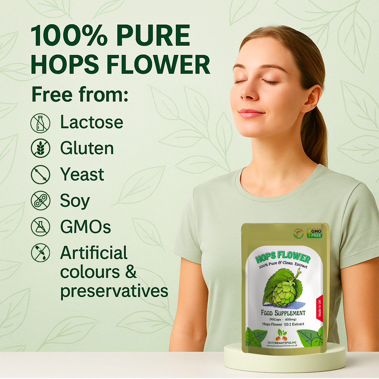 Hops Flower Extract Capsule 4500mg–Sleep Support, Mood Balance&Immunty-100%Vegan