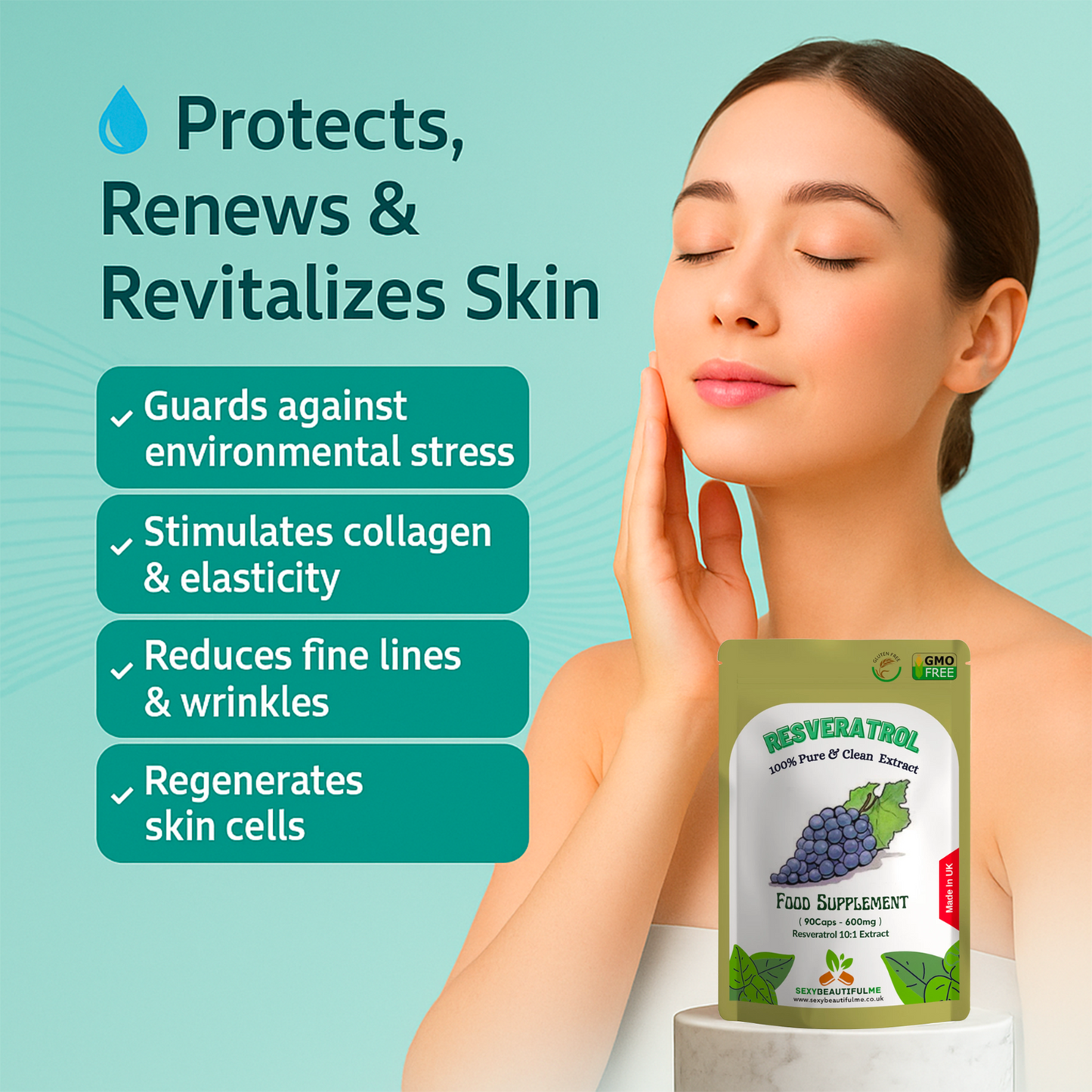 Resveratrol Extract Capsules 600mg-(50%Trans-Resveratrol 300mg)-Skin Health