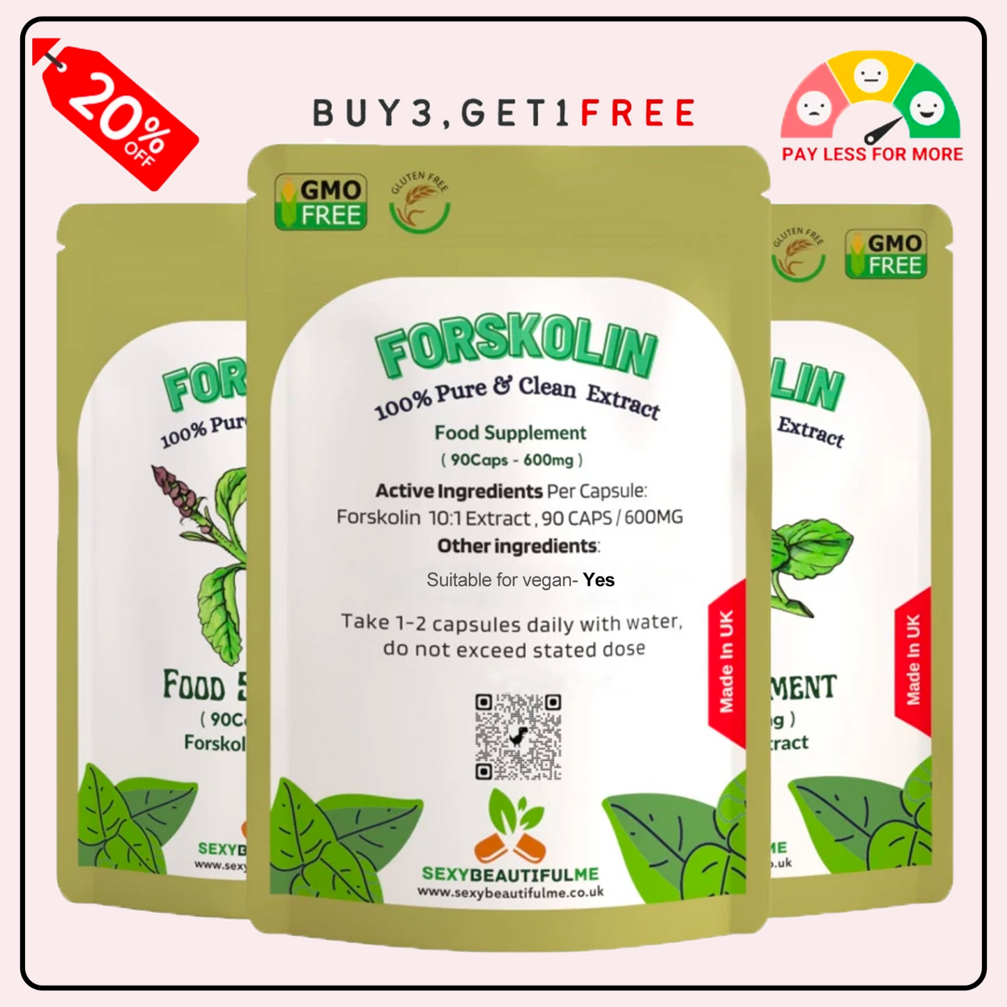 Forskolin Root 6000mg–10:1 Extract–Vegan Fat Burner & Slimming Support Capsules