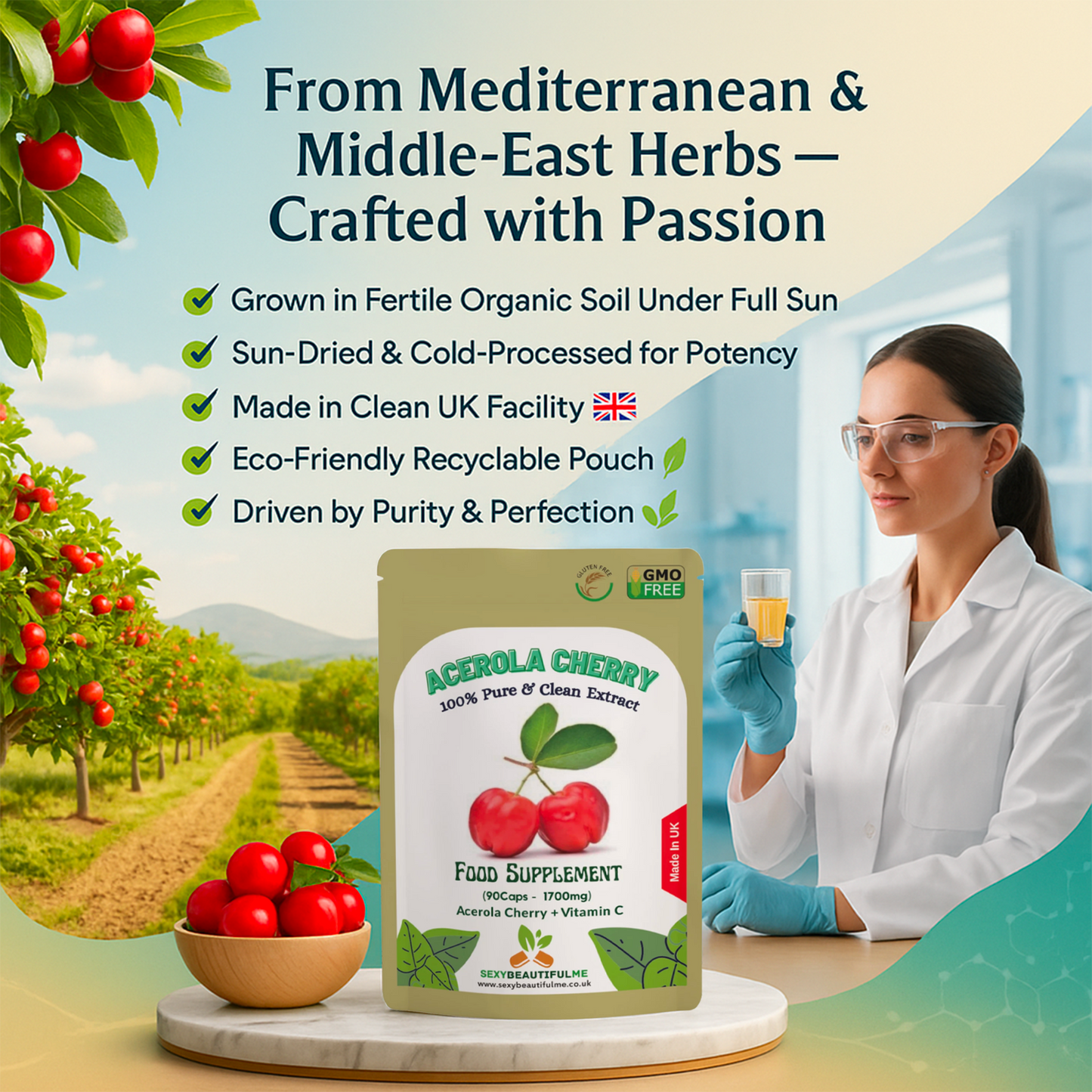 Acerola Cherry Capsules 700mg ( 1000mg Vitamin C)-Immunity & Liver Support