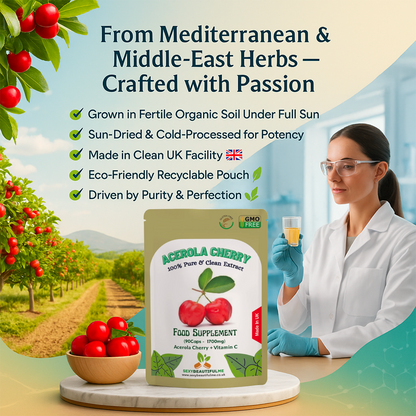 Acerola Cherry Capsules 700mg ( 1000mg Vitamin C)-Immunity & Liver Support
