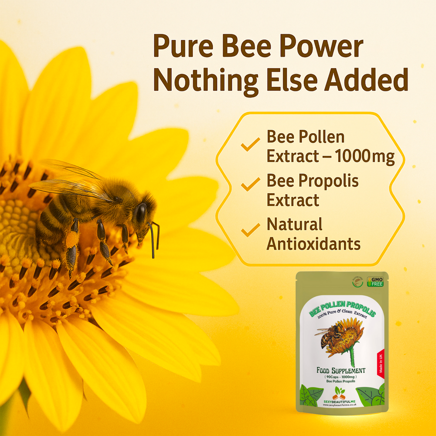 Bee Pollen Propolis Capsules 1000mg-Anti-Inflammatory, Antioxidant, Boost Energy
