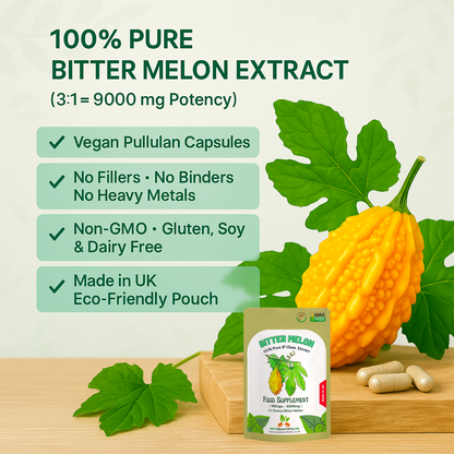 Bitter Melon Extract Capsules 9000mg-Vegan Caps-Blood Sugar&Cholesterol Wellness