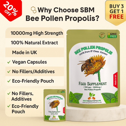 Bee Pollen Propolis Capsules 1000mg-Anti-Inflammatory, Antioxidant, Boost Energy
