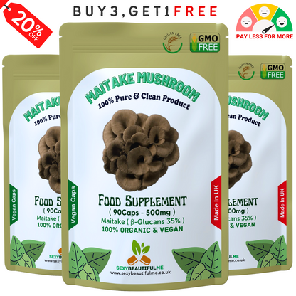 MAITAKE MUSHROOM 500mg Capsules (30% β-Glucan) Vegan & Effective, Strong Product