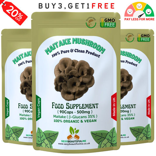 MAITAKE MUSHROOM 500mg Capsules (30% β-Glucan) Vegan & Effective, Strong Product