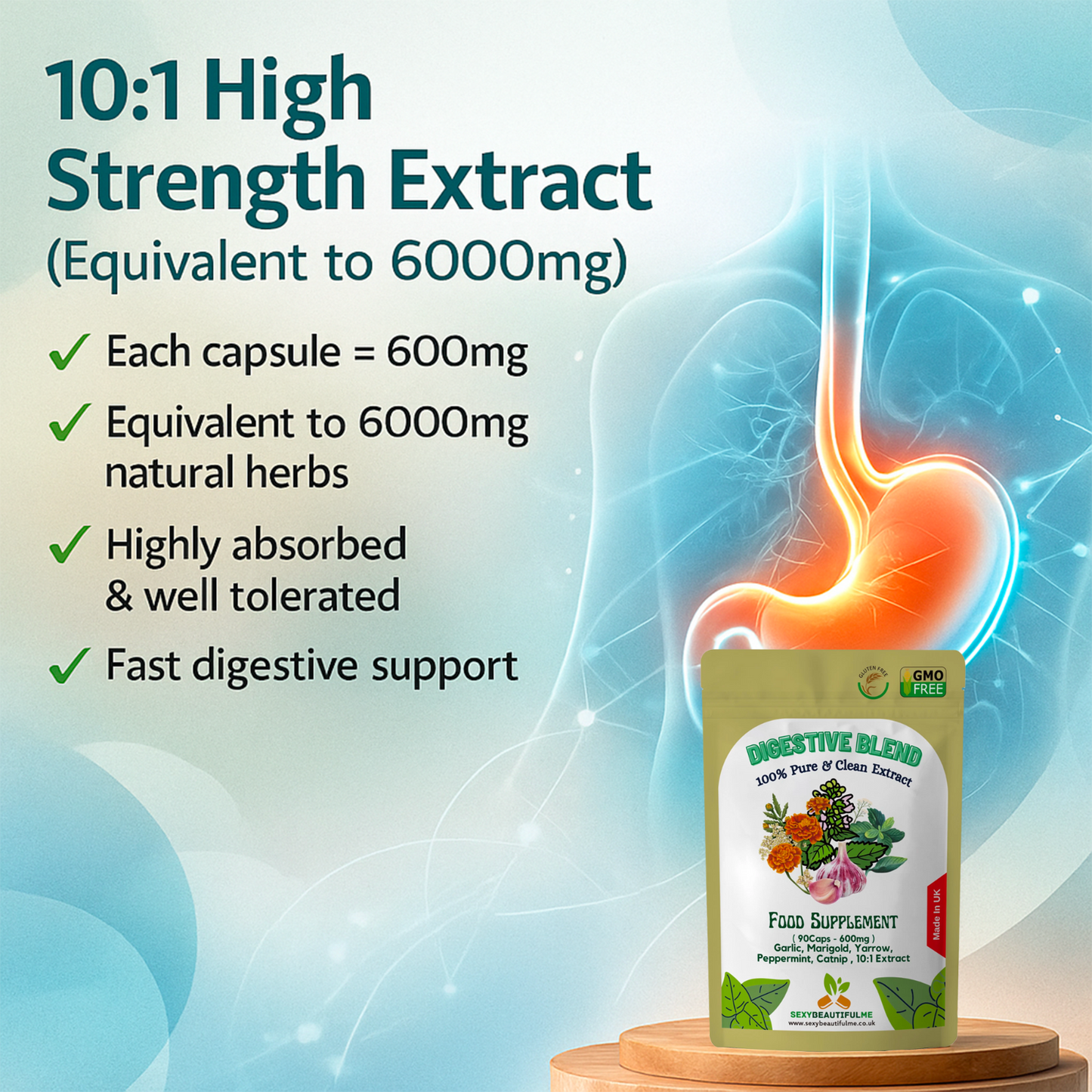 Digestive Complex 6000mg–Stomach Cramp&Bloating Relief–Digestive Health Capsules