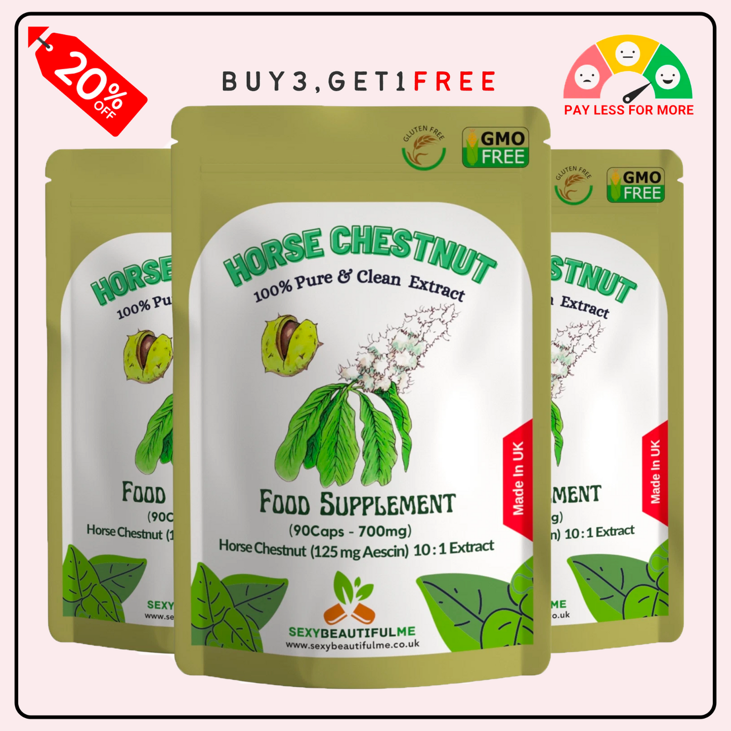 Horse Chestnut Extract Capsules 7000mg ( 125mg Aescin ) Anti-Inflammatory