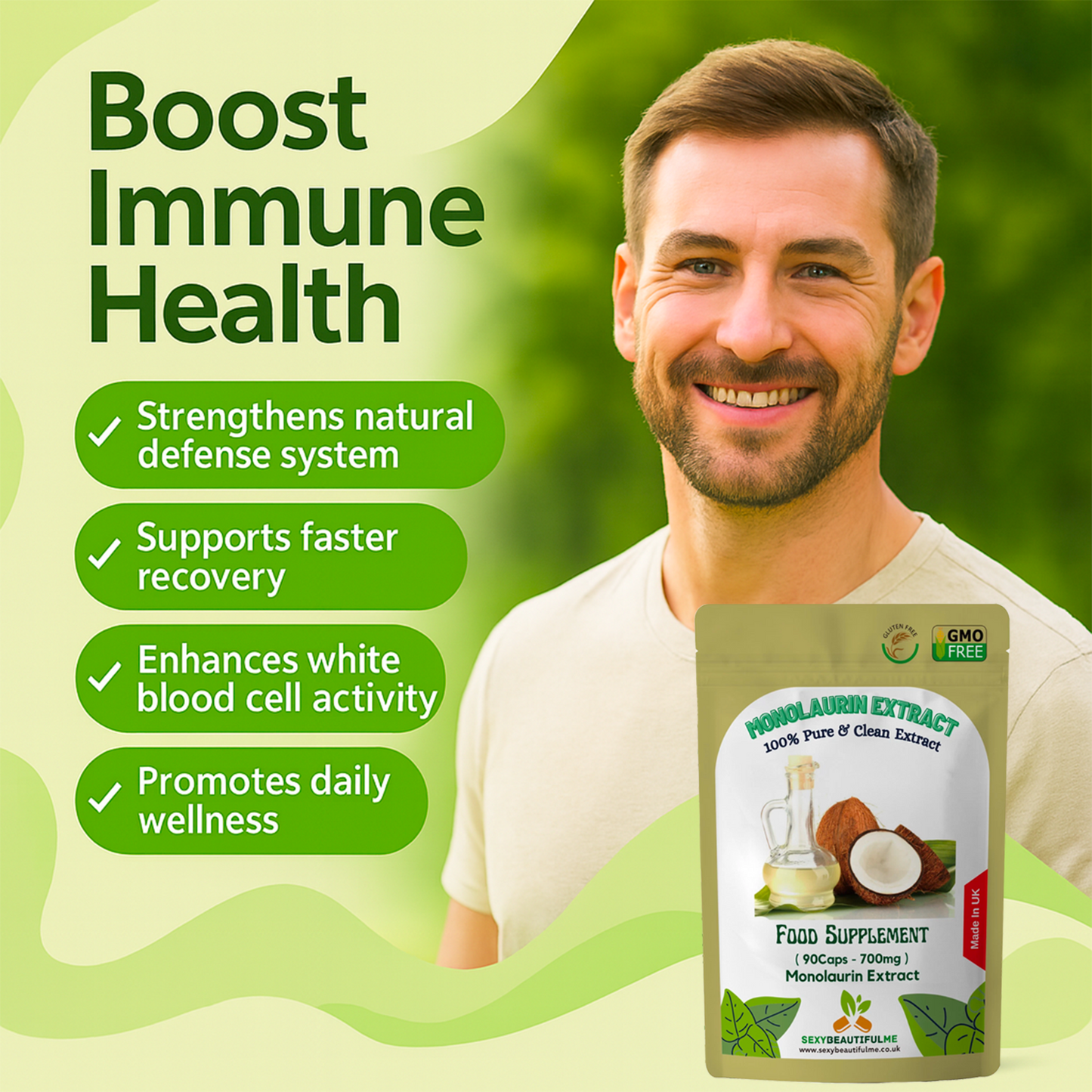 Monolaurin Capsules –700 mg | Boost Immune Health, Skin Care & Anti-Inflammation