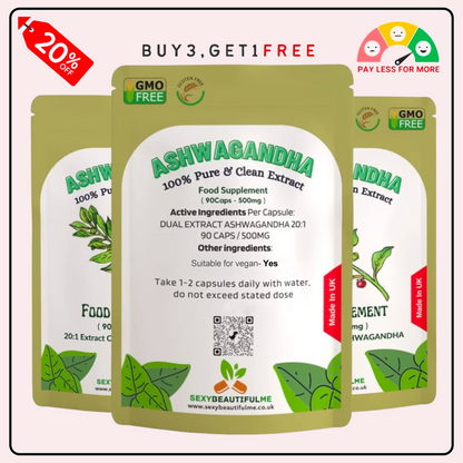 Ashwagandha Extract Capsules 10000mg (30mg withanolides) Natural Vegan Capsules