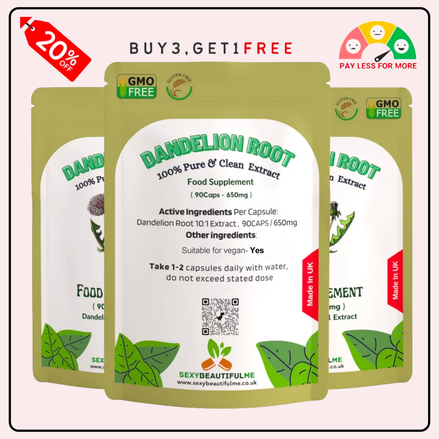 Dandelion Root Capsules 6500mg – Strong Extract – Natural Liver & Detox Support