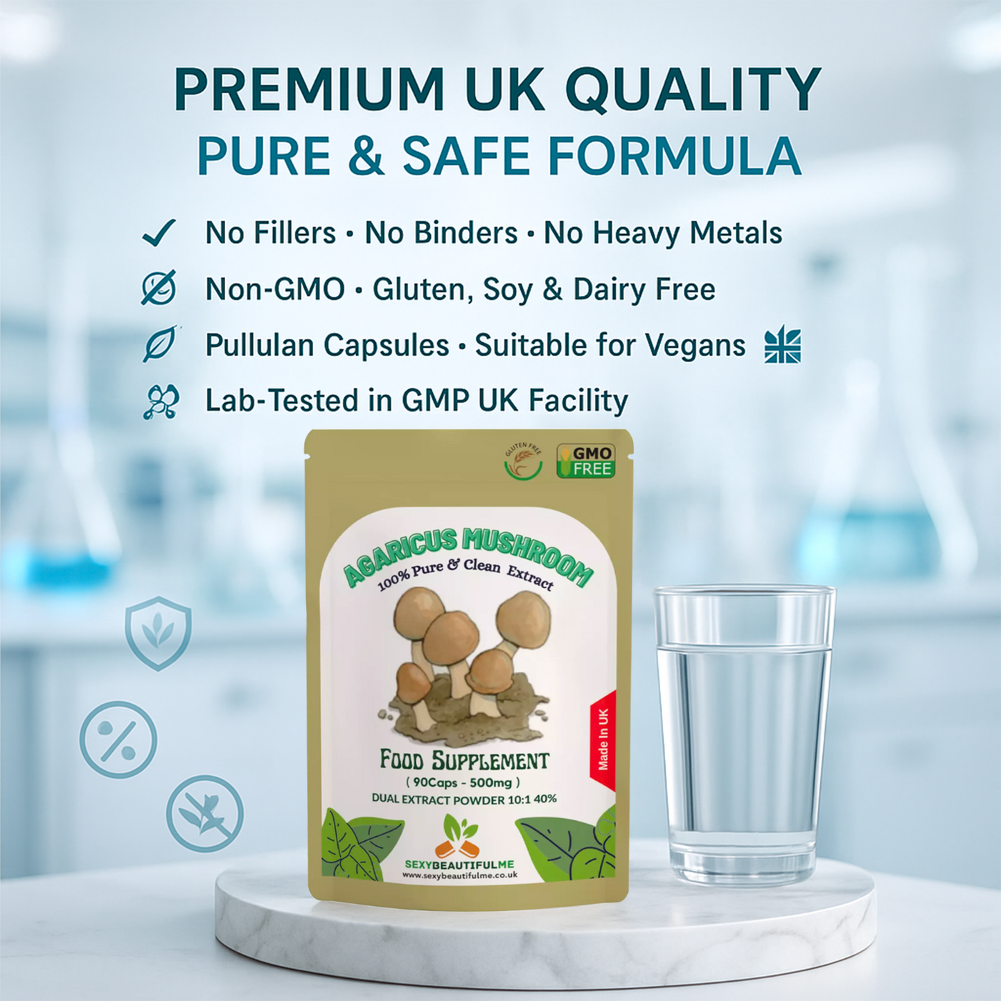Agaricus Mushroom Extract Capsules 5000mg-40% Polysaccharides-Support Immunity