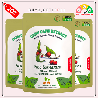 Camu Capsules 900mg–Natural Vitamin C Source &Antioxidant Support-100%Vegan