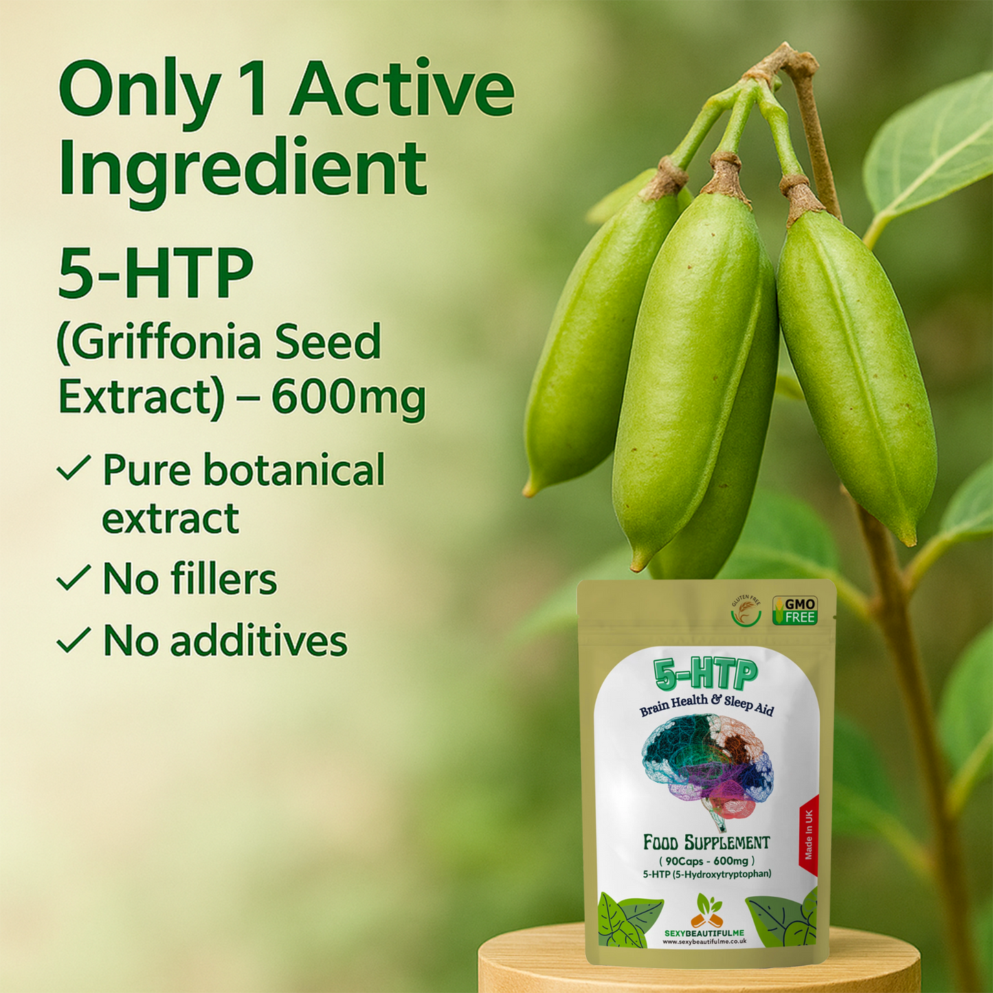 5-HTP 600mg Capsules–High Strength Griffonia Seed–Mood, Serotonin, Sleep &Stress