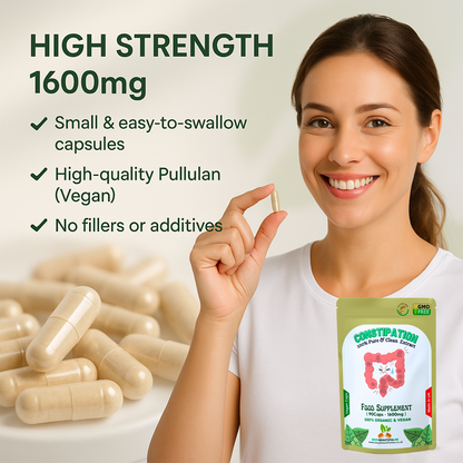 Constipation Support Caps 1600mg- Constipation Relief, Stimulate Bowel-Vegan