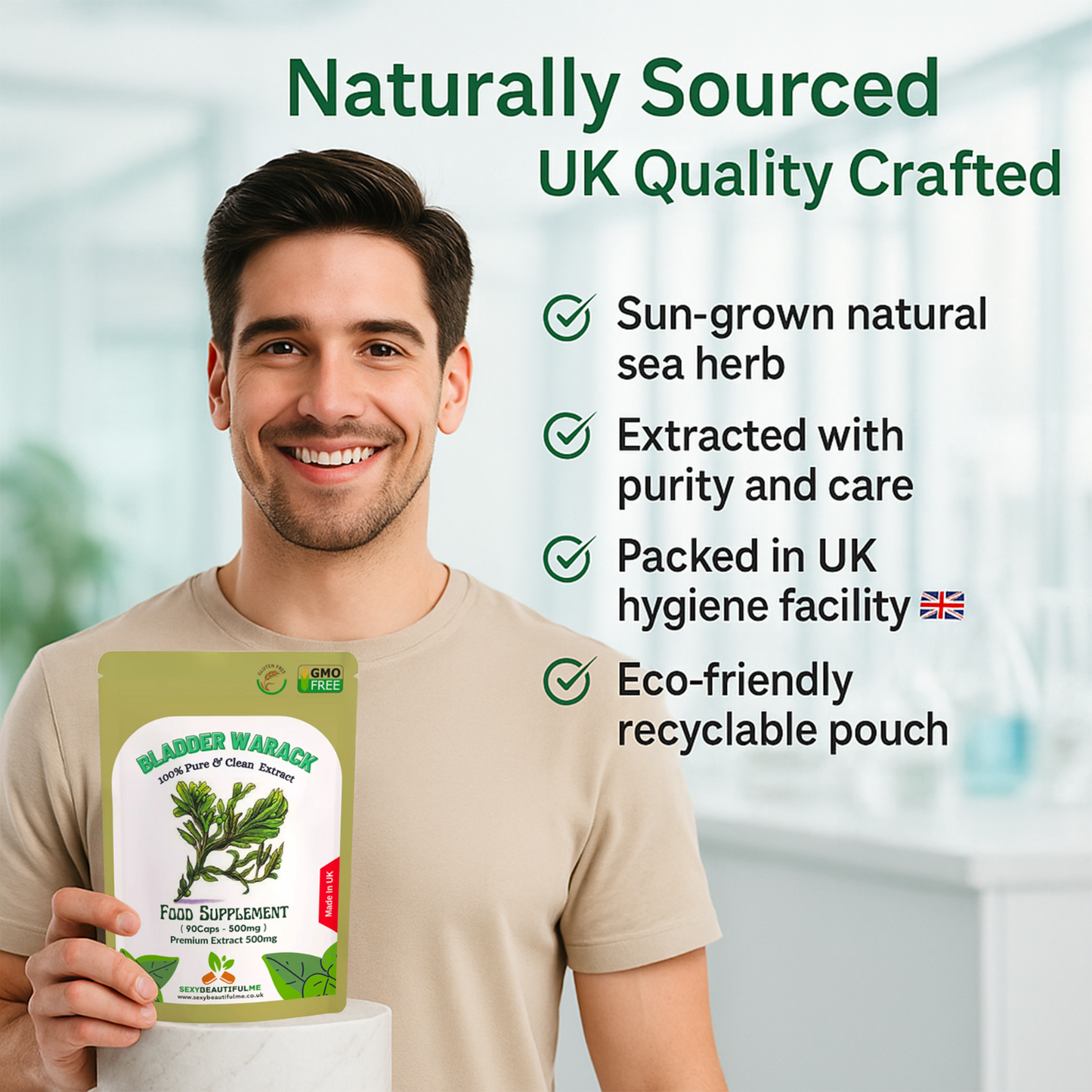Sea Kelp (Bladderwrack Extract) Capsules 500mg–100% Natural–High Strength–Vegan