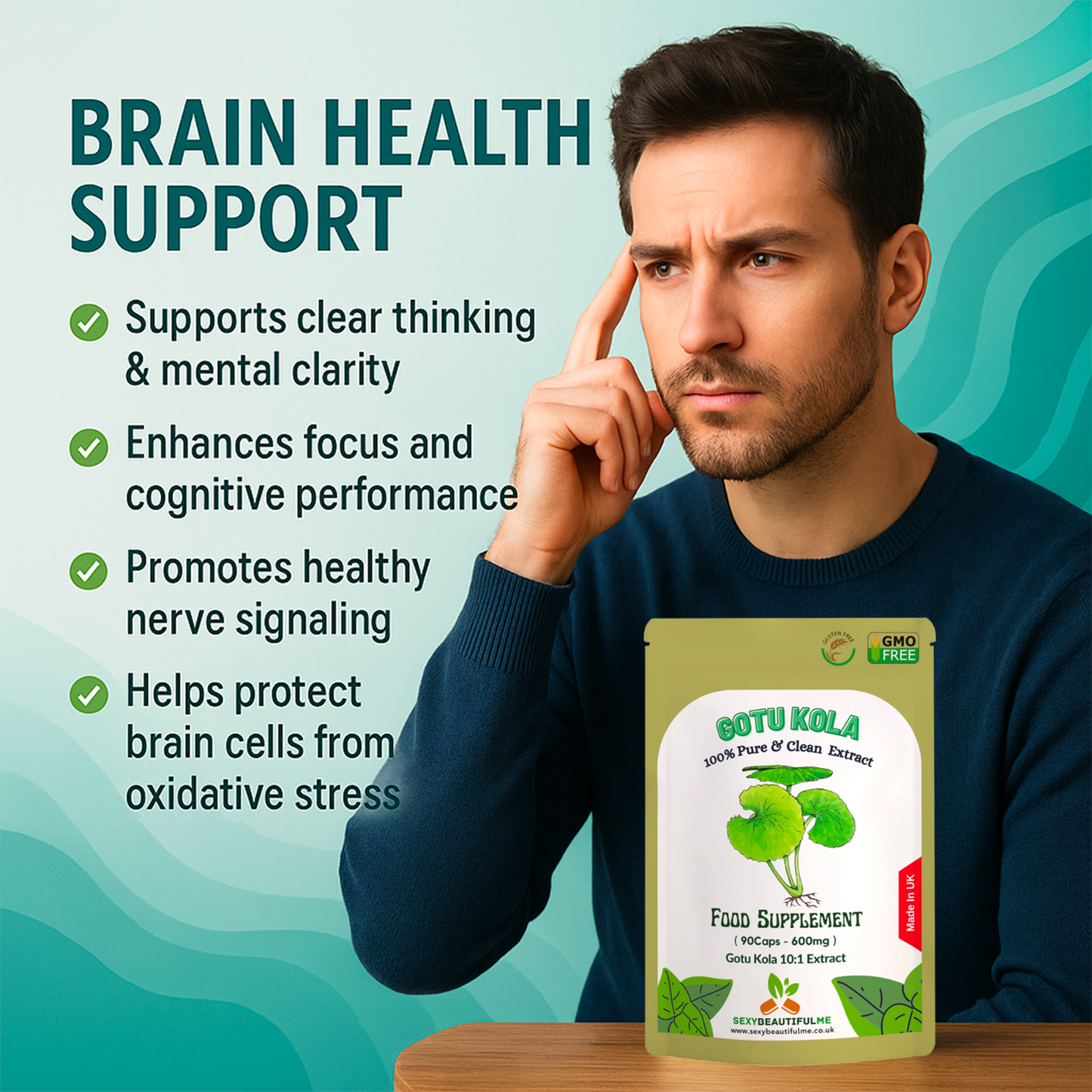 Gotu Kola Extract Capsules 6000 mg–Vegan–Brain Health, Cognition &Memory Support
