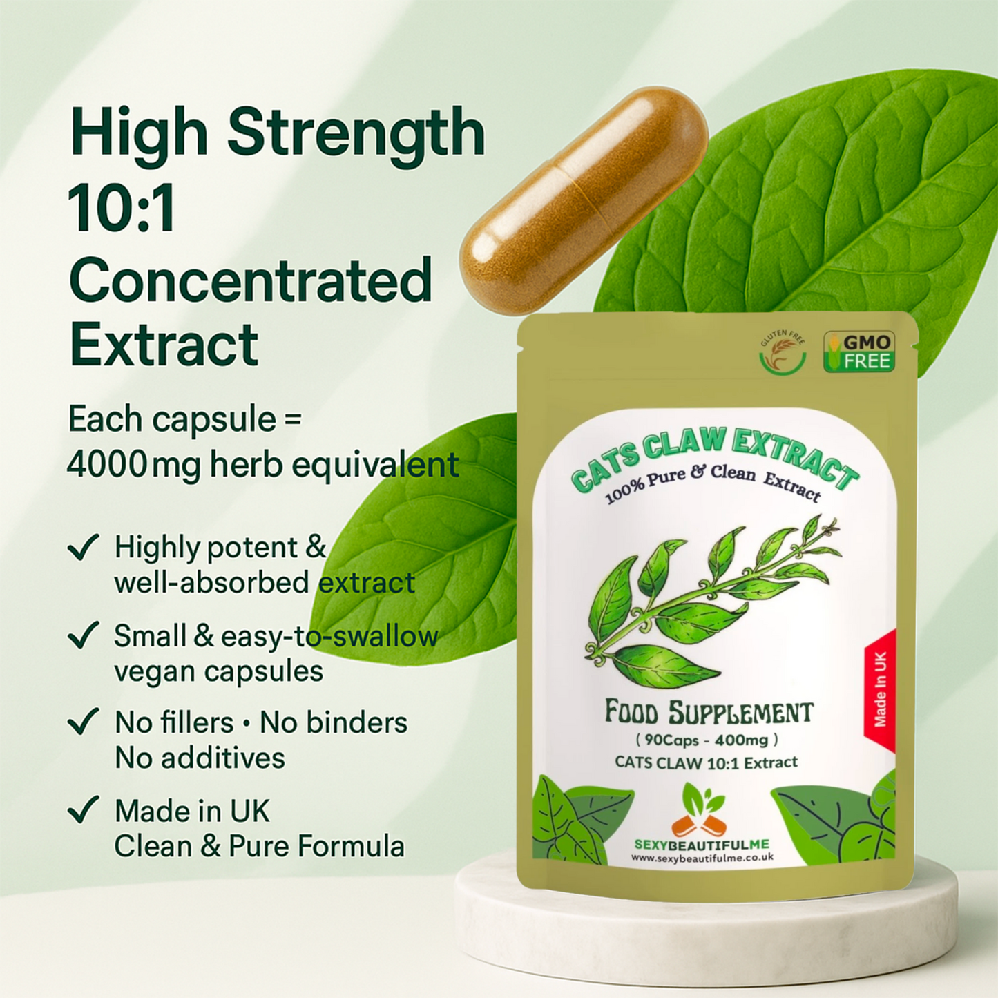 Cats Claw 4000mg Capsules – Vegan, Supports Immunity & Muscle Relaxation