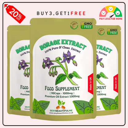 Starflower (Borage) Oil Capsules 1000mg–Premium High GLA–Menopause &Skin Support