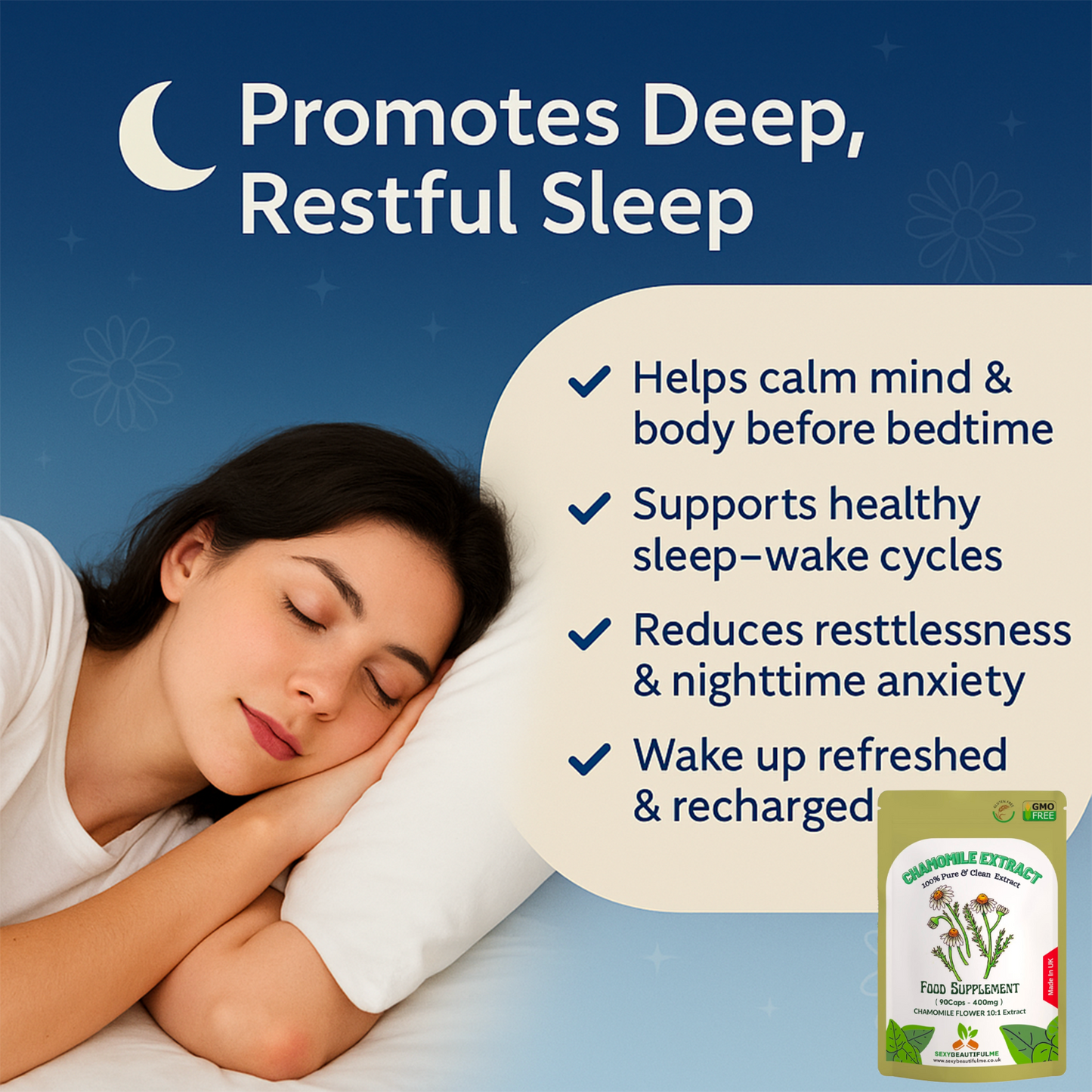 Chamomile Extract Capsules 4000mg(30% Apigenin)-Sleep Aid, Digestive health