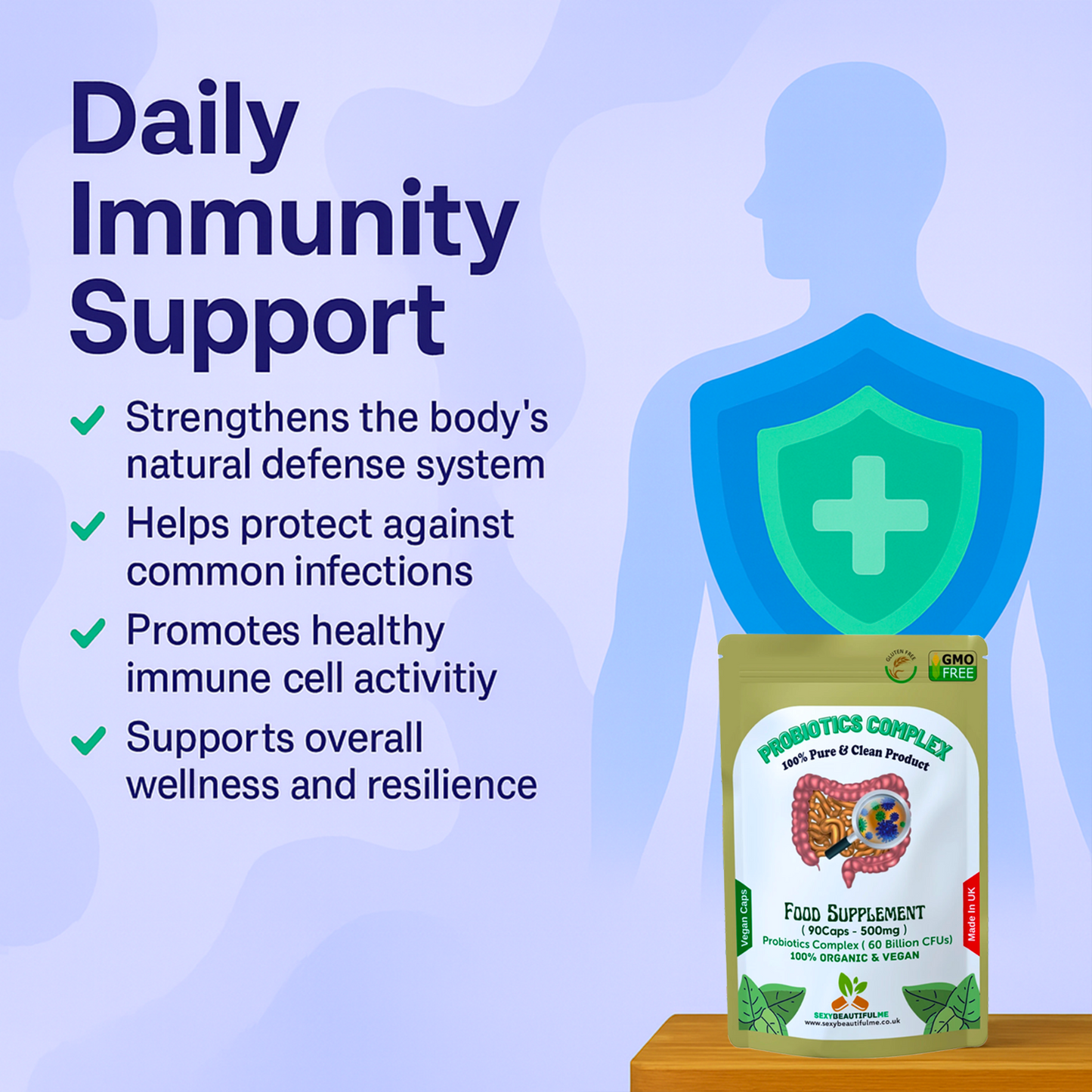 Probiotics Complex 60 Billion CFU–15 Live Bacteria Strains–Gut &Digestive Health