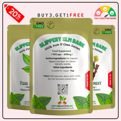 Slippery Elm Bark Capsules 6000mg (Ulmus Rubra)-100% Natural & Strong-Vegan Caps