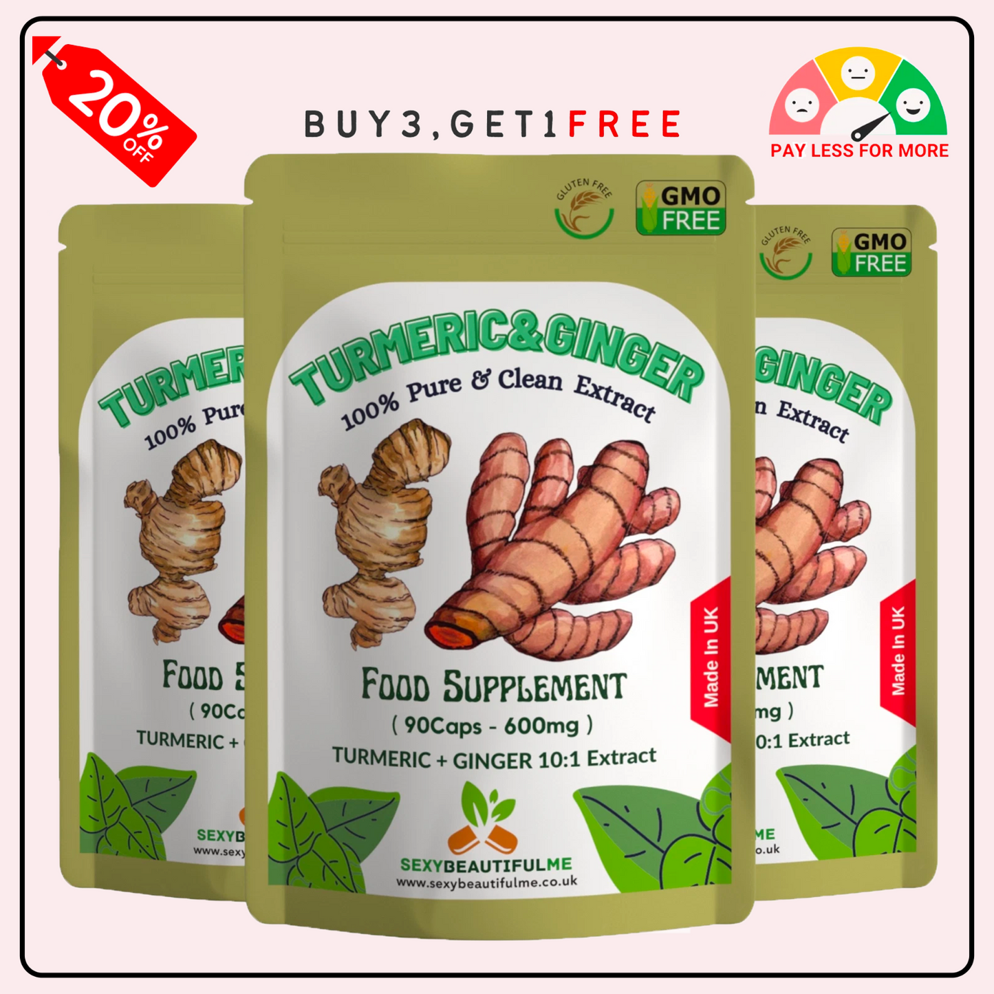 Turmeric + Ginger 6000mg Capsules | Vegan | Energy Boost & Digestion Support