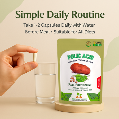 Folic Acid 700mcg + Vitamin B12 Capsules | Reduce Tiredness & Fatigue | Vegan
