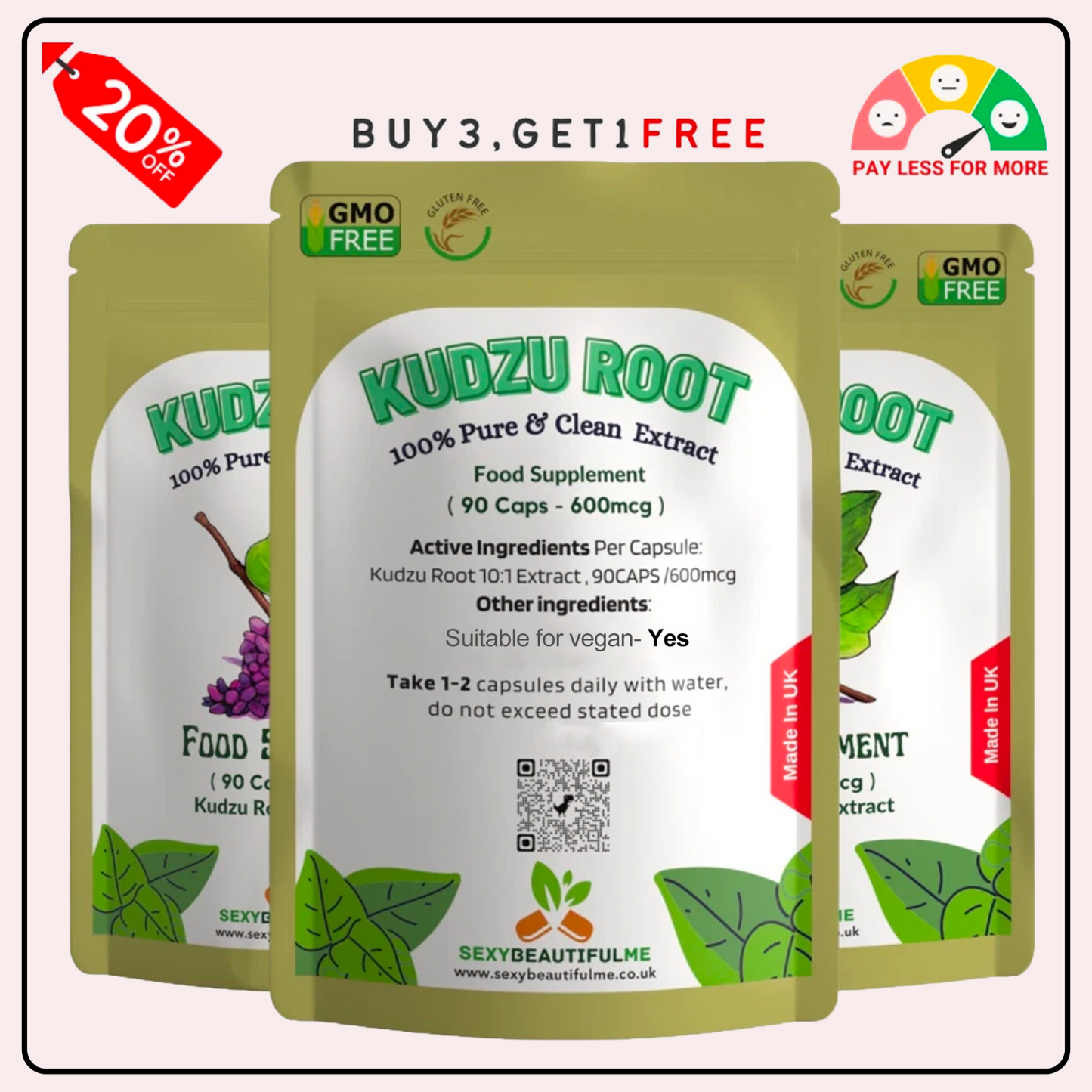 KUDZU Extract Capsules 6000mg Help With HANGOVER, NICOTINE&ALCOHOL CRAVINGS