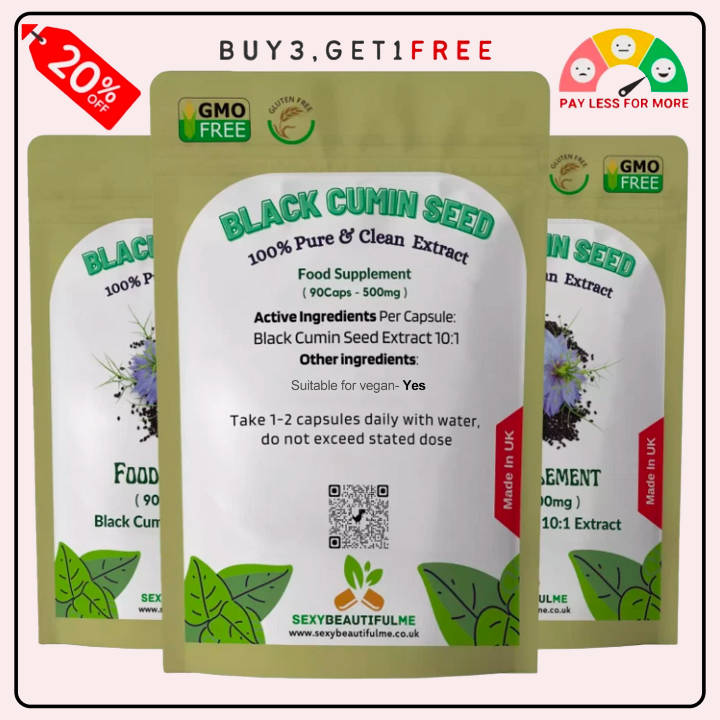 Black Cumin Seed Capsule 5000mg High Strength 10:1 Extract Immune System Support