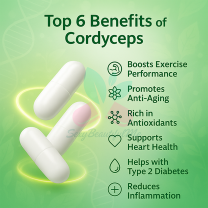 Cordyceps Mushroom Capsules 4800mg-150mg Polysaccharide- Very Strong & Effective