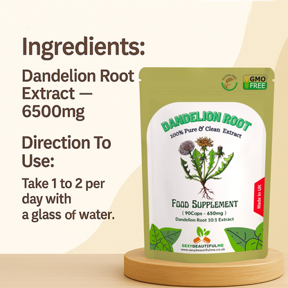 Dandelion Root Capsules 6500mg – Strong Extract – Natural Liver & Detox Support